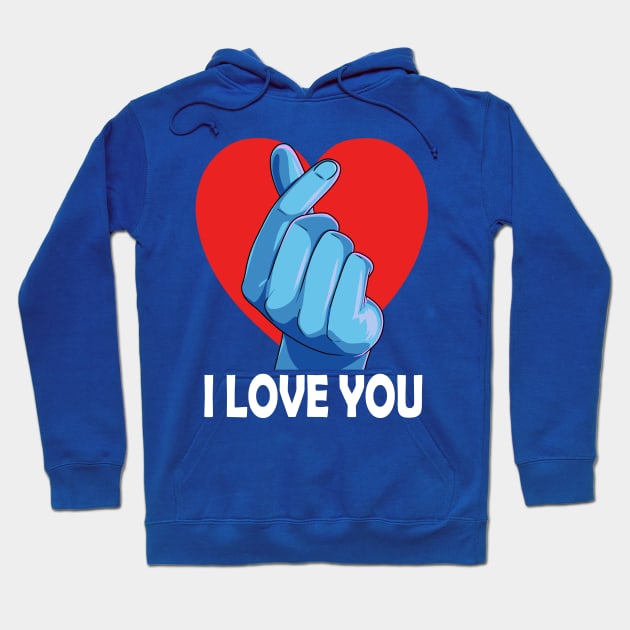 Saranghae Kpop Lover I Love You Finger Heart Sign Hoodie by Noseking